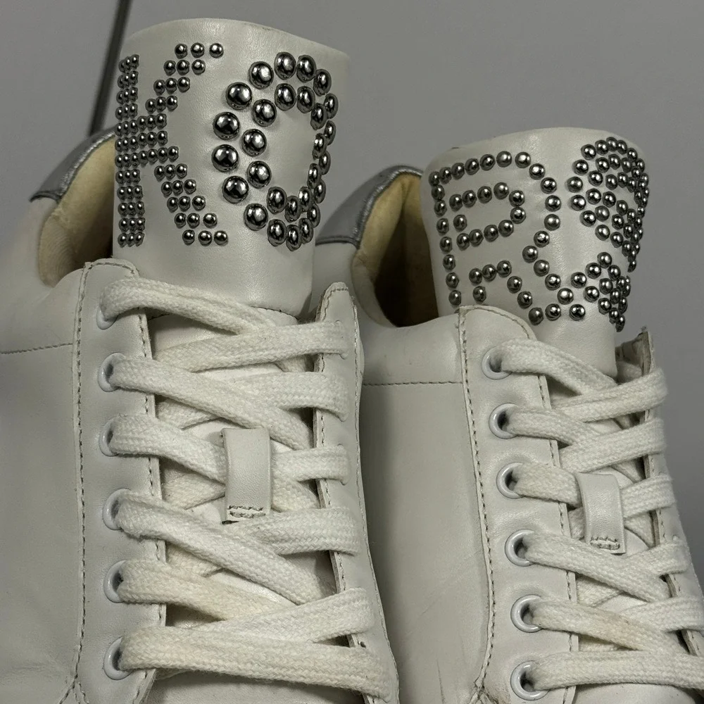 Michael Kors Women‎ Sneakers 10M White Leather Studded Platform Lace Up